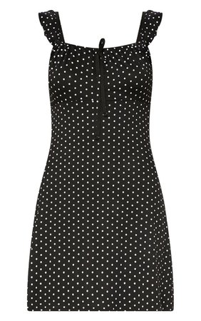 Black Polka Dot Skater Dress | Dresses | PrettyLittleThing USA
