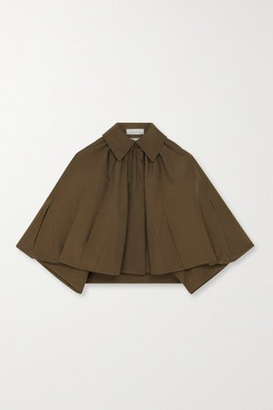 Gathered Faille Cape - Army green