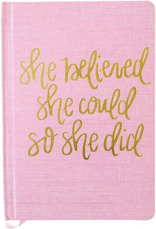 Amazon.com : She Believed She Could Pink and Gold Fabric Journal Motivational and Inspirational Writing Notes Travel Personal Stories Be Ambitious and Brave Gift For Her : Office Products