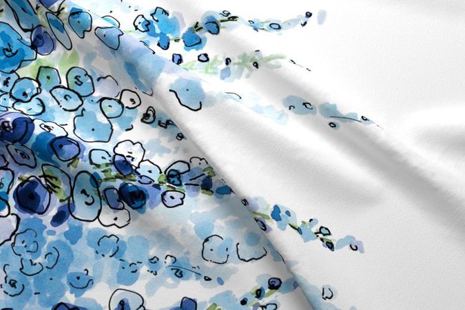 Blue Delphiniums LARGE fabric - sharon_johnson - Spoonflower
