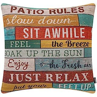Amazon.com: TRENDIN Square Pillow Cover - 18 X 18 Inch Decorative Throw Pillowcase, Porch Rules PL240TR : Everything Else