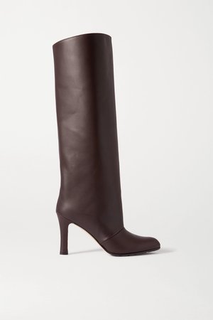 Dark brown Khomobi Gum leather knee boots | Manolo Blahnik | NET-A-PORTER
