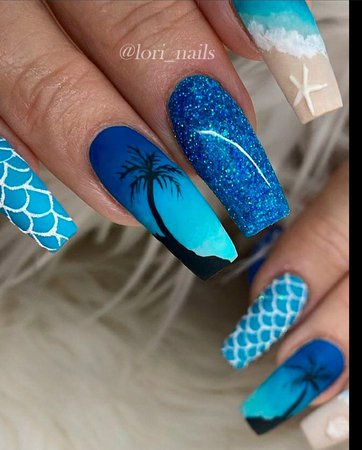 blue beach nails