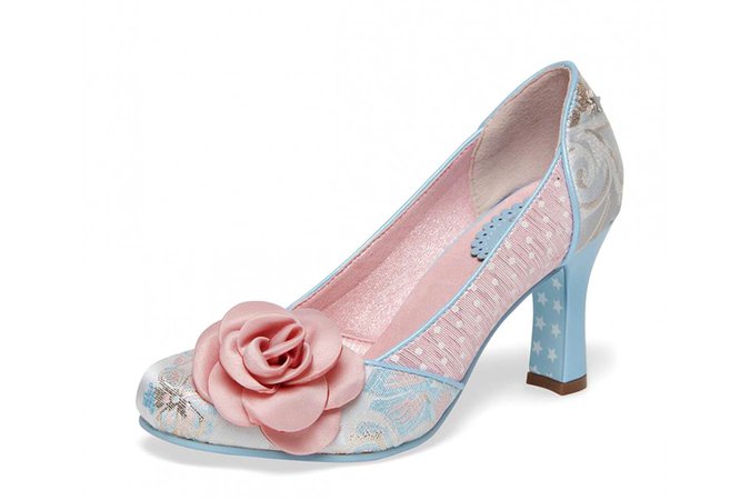 Joe Browns Isabella Natural Pink Blue Floral High Heel Court Shoes - KissShoe