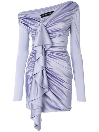 Alexandre Vaulthier Lilac silk blend gathered asymmetric dress