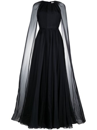 Alexander McQueen cape-detail Flared Evening Dress - Farfetch