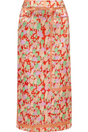 REJINA PYO | Mina ruched printed satin midi skirt | NET-A-PORTER.COM