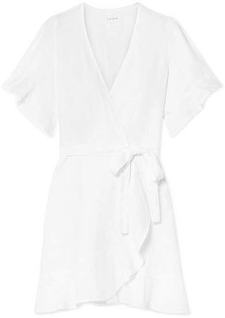 Edie Linen Mini Wrap Dress - White