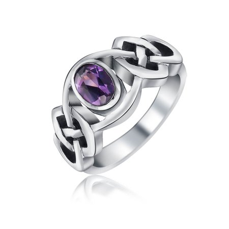 Purple Celtic Knot Silver Ring