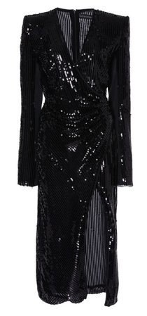 david koma black long sleeve sequin dress