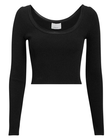 Black Ribbed Cropped Top | INTERMIX®