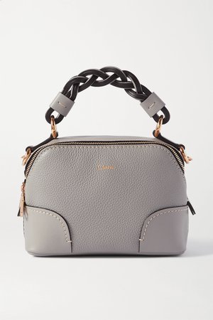 Gray Daria mini textured and smooth leather tote | Chloé | NET-A-PORTER