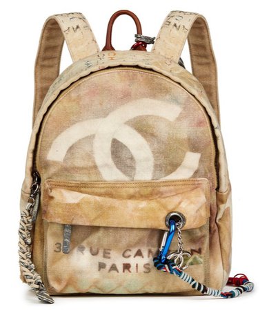 Chanel beige graffiti backpack