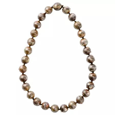 Bronze, Diamond and Ruby Bead Necklace by Jewelry Sculptor Mark Timmerman For Sale at 1stDibs
