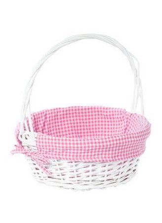 white pink wicker basket gingham Easter png filler