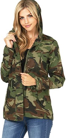 Amazon.com: Ambiance Women's Juniors Camouflage Army Print Utility Cargo Jacket: Clothing