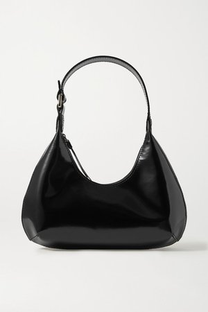 Amber Baby Glossed-leather Tote - Black