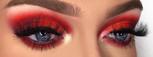 Red with Gold Inner Eye Makeup