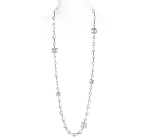 necklace silver & pearly white - CHANEL