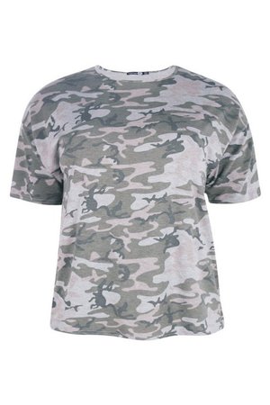 Plus Camo Oversize T-Shirt | Boohoo