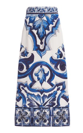 Printed Silk-Charmeuse Midi Skirt By Dolce & Gabbana | Moda Operandi