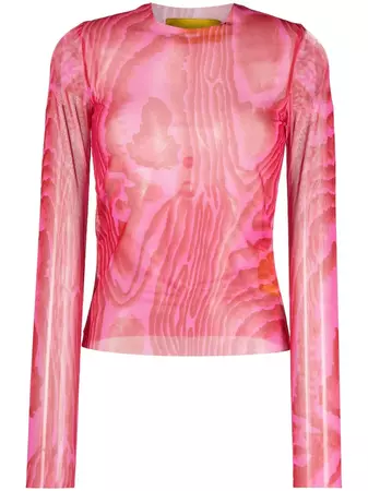 Marques'Almeida abstract-pattern Recycled Mesh Top - Farfetch