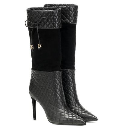 Mina Leather Knee-High Boots | Balmain - Mytheresa