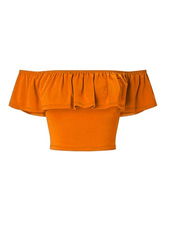 Orange Bardot Frill Crop Top