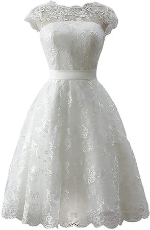 Floral Lace Knee-Length Short Wedding Dress