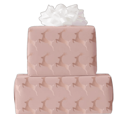 Elegant Rose Gold Pink Christmas Reindeer Pattern Wrapping Paper