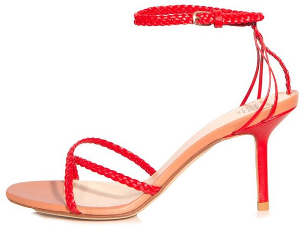 Strappy Ankle Strap Sandal in Red