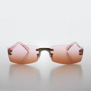 Pink Orange Tinted Lens 90s Rimless Vintage Sunglasses - Hannah | eBay