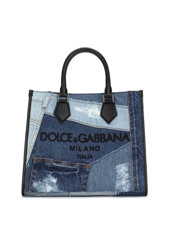 *clipped by @luci-her* Dolce & Gabbana Patchwork Denim Tote Bag