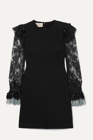 Gucci | Vinyl and lace-trimmed cady mini dress | NET-A-PORTER.COM