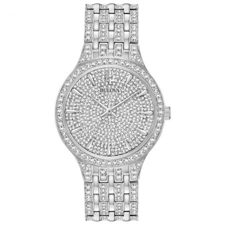 Men's Bulova Phantom Silver-Tone Crystal Watch 96A226