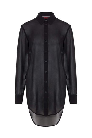 Black Chiffon Boyfriend Shirt by Jawbreaker - Dark Fashion Clothing