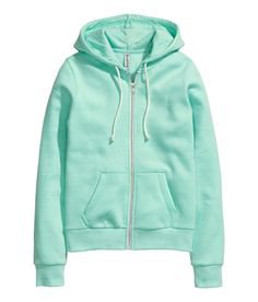 Mint green zip-up hoodie in soft sweatshirt fabric, with front pockets & brushed inside. | H&M Pastels | Hooded jacket, Sweatshirt fabric, Jackets