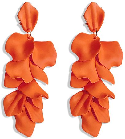 Amazon.com: Just Follow Long Acrylic Rose Petal Earrings Dangle Exaggerated Flower Earrings Drop Statement Floral Tassel Earrings for Women and Girls (Long Acrylic Rose Petal Earrings-Orange): Clothing, Shoes & Jewelry