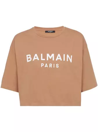 Balmain logo-print Cropped T-shirt - Farfetch