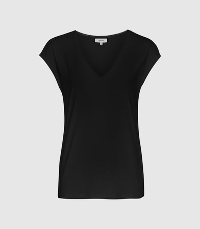 Toni Black Capped Sleeve T-Shirt – REISS