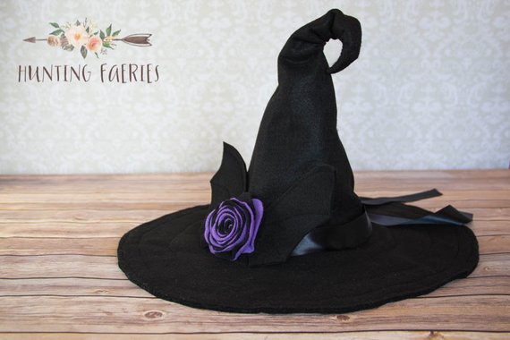 Gwendolyn the Witch Hat with Bat and Roses | Etsy