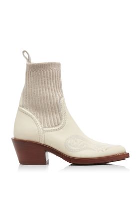 Nellie Knit-Trimmed Leather Boots By Chloé | Moda Operandi