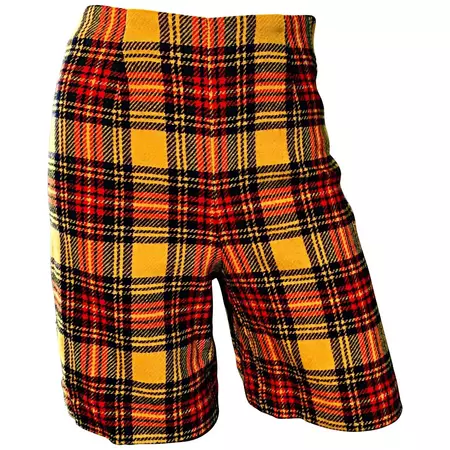 1960s High Waisted Yellow + Red Tartan Plaid Vintage 60s Wool Shorts For Sale at 1stDibs | yellow plaid shorts, 1960s plaid, 60s shorts