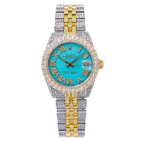 Rolex Lady-Datejust 6827 31MM Blue Diamond Dial With 7.25 CT Diamonds - OMI Jewelry
