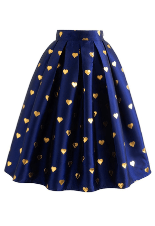 blue skirt with hearts