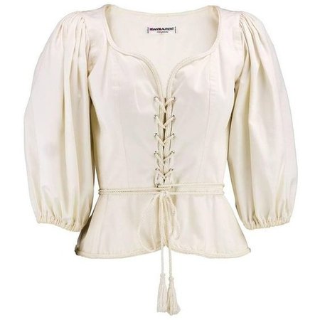 Preowned 70s Ysl Rive Gauche Iconic Ivory Peasant Blouse