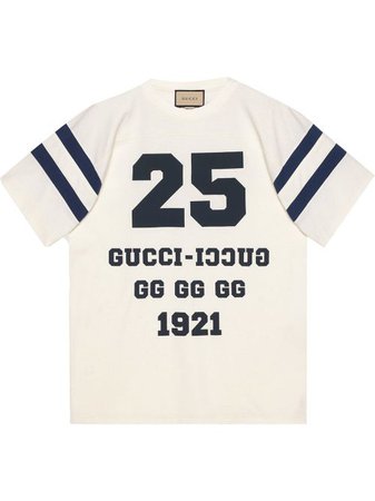 Shop Gucci logo-print cotton T-shirt with Express Delivery - FARFETCH