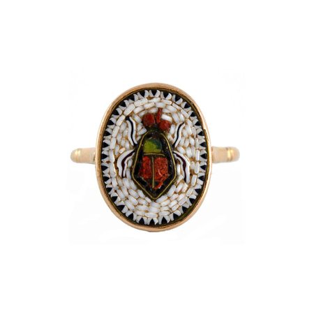 (1) Victorian Egyptian Revival 9kt Micro Mosaic Scarab Beetle Ring – A. Brandt + Son