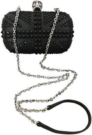 *clipped by @luci-her* Alexander McQueen Studded Union Jack Skull Handbag Black Leather Clutch - Tradesy