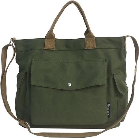 Amazon.com: Canvas Crossbody Tote Shoulder Purse Bag for Women and Men with Multi-pocket for Shopping, Travel and Work(Green/620) : Clothing, Shoes & Jewelry